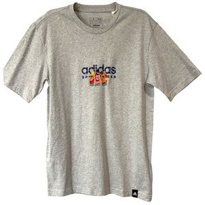 New adidas Men Logo T-Shirt Graphic Tee 100% Cotton Short Sleeve Gray Size Small